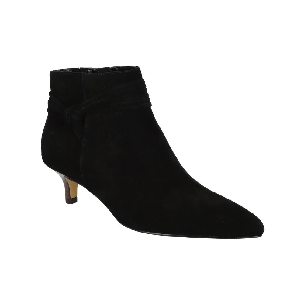Bella Vita Jani Boots Womens US 12 Black Leather Kitten Heel Ankle Bootie LION33